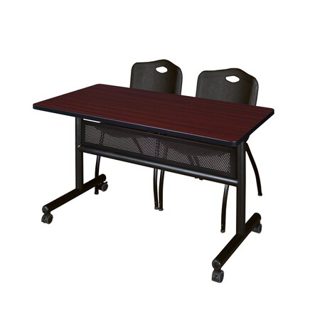 Kobe Rectangle FlipTop Table, 48" W, 29" H, Laminate Top, Mahogany MKFTM4824MH47BK